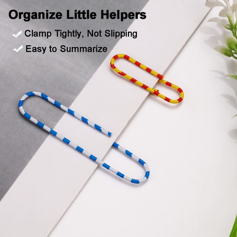 Vinaco Paper Clips Color Stripe, 400PCS Medium & Large (1.3 inch & 2 inch) Paper Clip Assored Size, Durable and Rustproof, Vinyl Coated Paperclips Colorful for Office School Document Organizing - Image 3